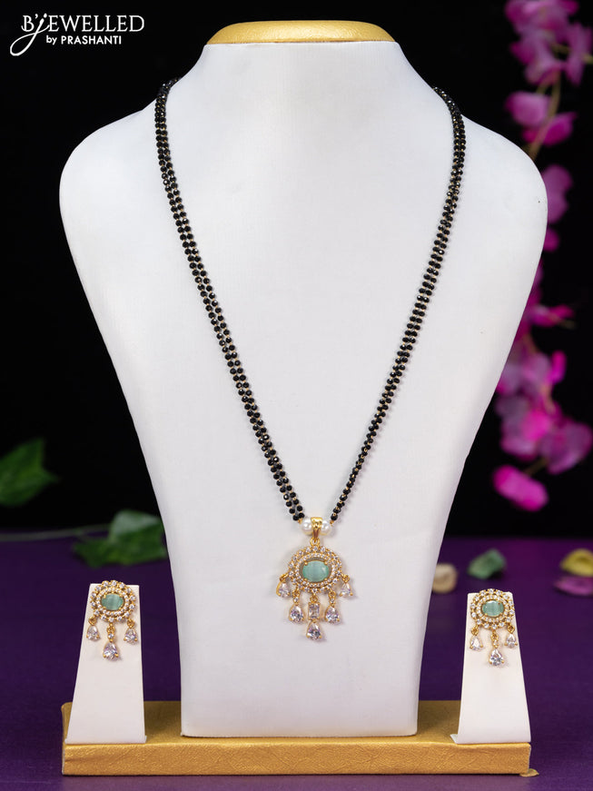 Mangalsutra double layer with mint green & cz stones and hangings