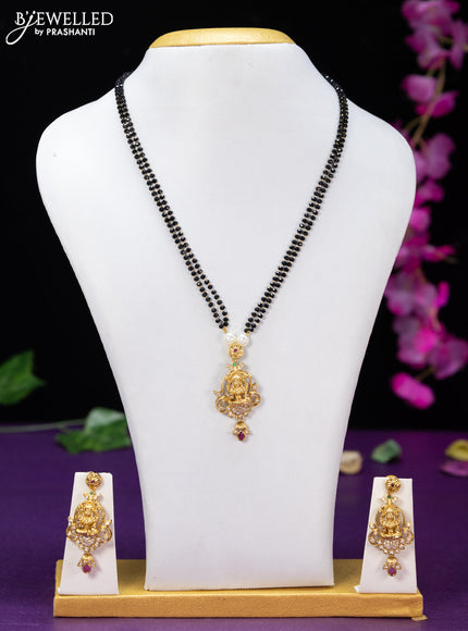 Mangalsutra double layer lakshmi design with ruby and cz stones