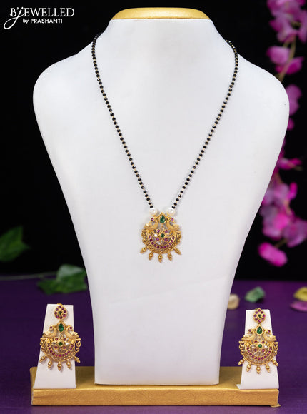 Mangalsutra peacock design with kemp and cz stones