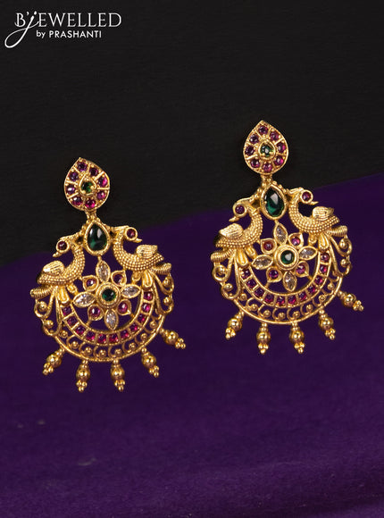 Mangalsutra peacock design with kemp and cz stones