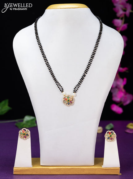 Mangalsutra double layer with multicolour and cz stones