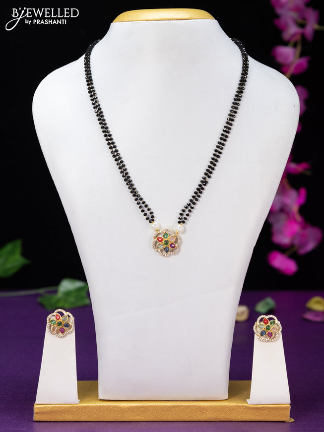 Mangalsutra double layer with multicolour and cz stones