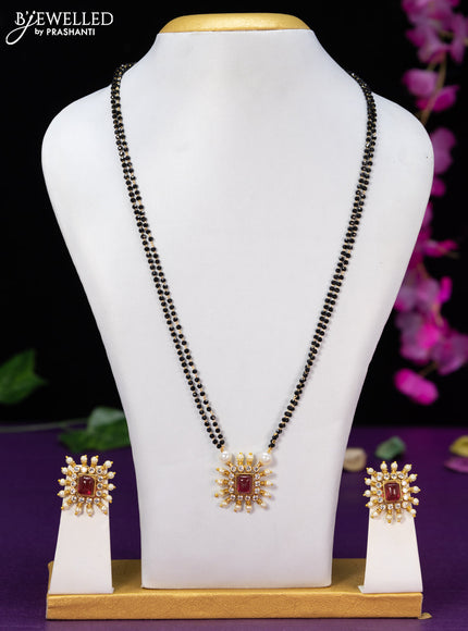 Mangalsutra double layer with ruby & cz stones and pearls