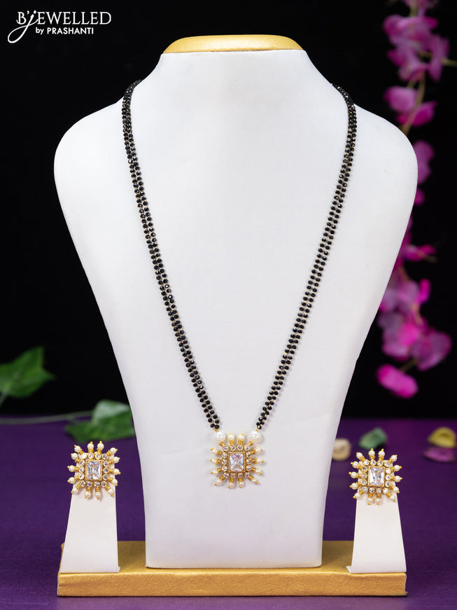 Mangalsutra double layer with cz stones and pearls