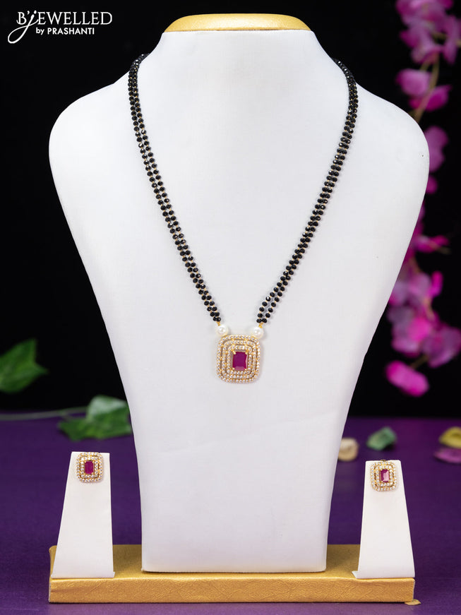 Mangalsutra double layer with ruby and cz stones