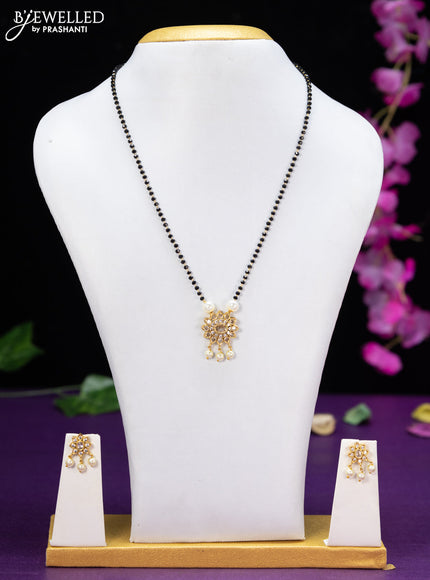 Mangalsutra floral design with cz stones and pearl hangings