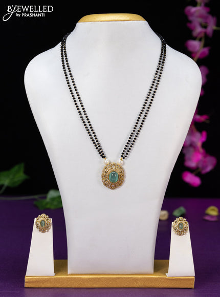 Mangalsutra double layer with mint green and cz stones