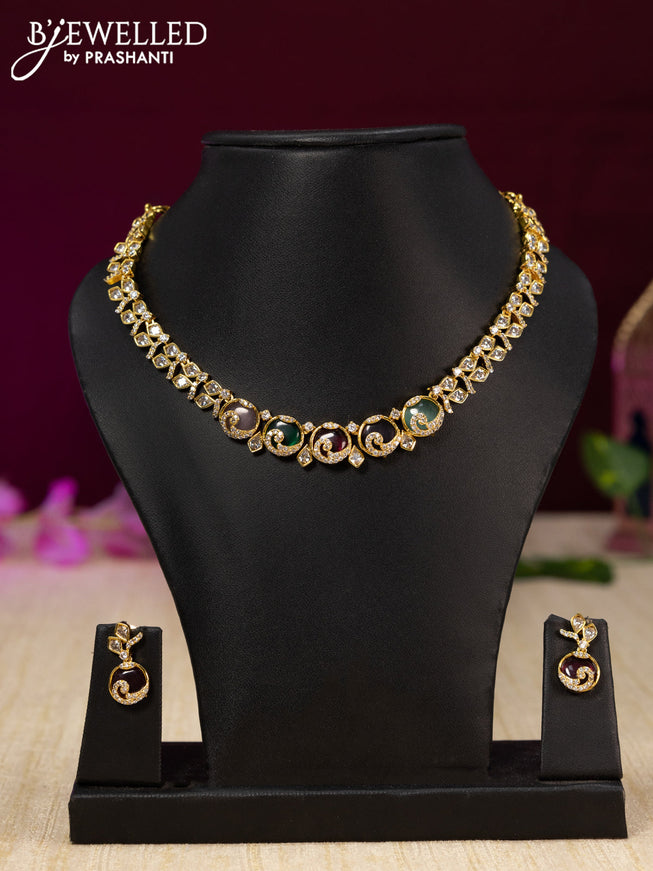 Antique necklace with multicolour and cz stones