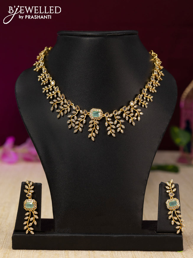 Antique necklace with mint green and cz stones