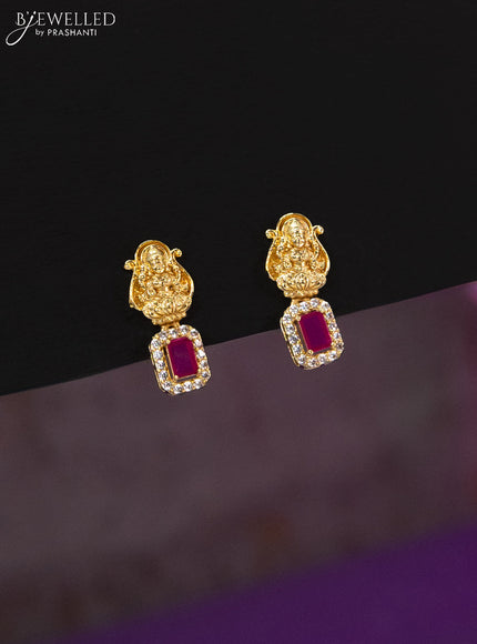 Antique haaram lakshmi design with ruby & cz stones and pearl hangings