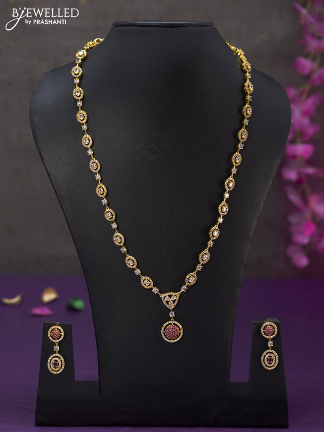 Antique haaram with ruby and cz stones