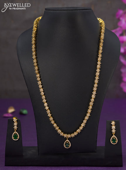 Antique haaram with emerald and cz stones