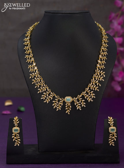 Antique haaram with mint green and cz stones