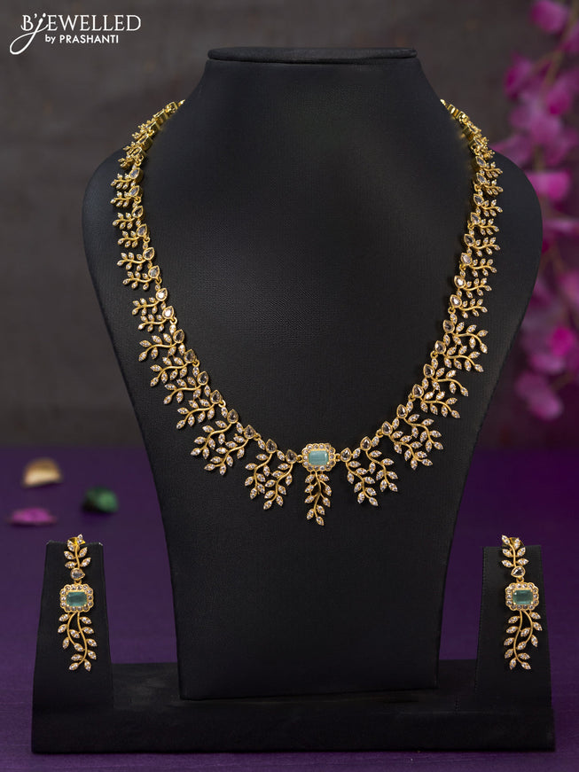 Antique haaram with mint green and cz stones