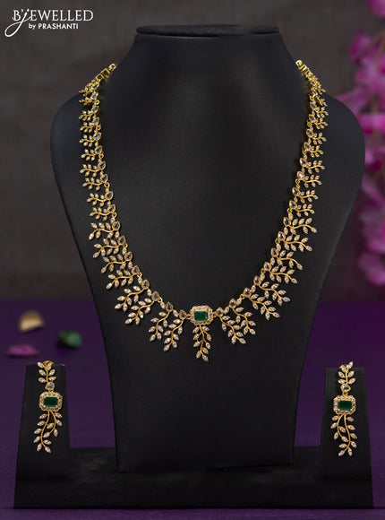 Antique haaram with emerald and cz stones