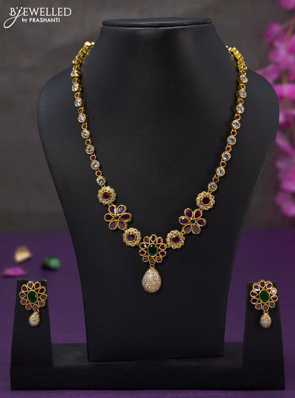 Antique haaram with kemp and cz stones