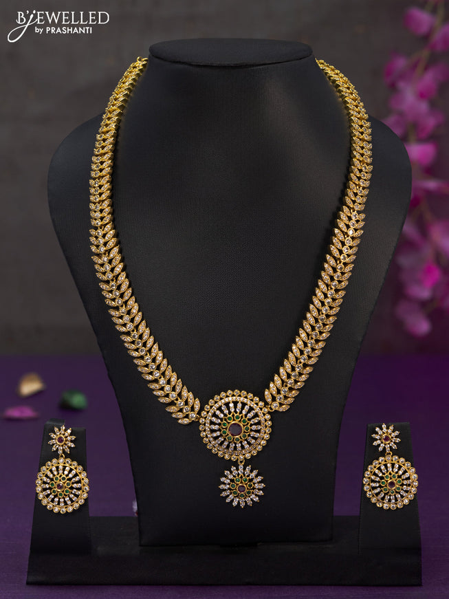 Antique haaram with kemp and cz stones