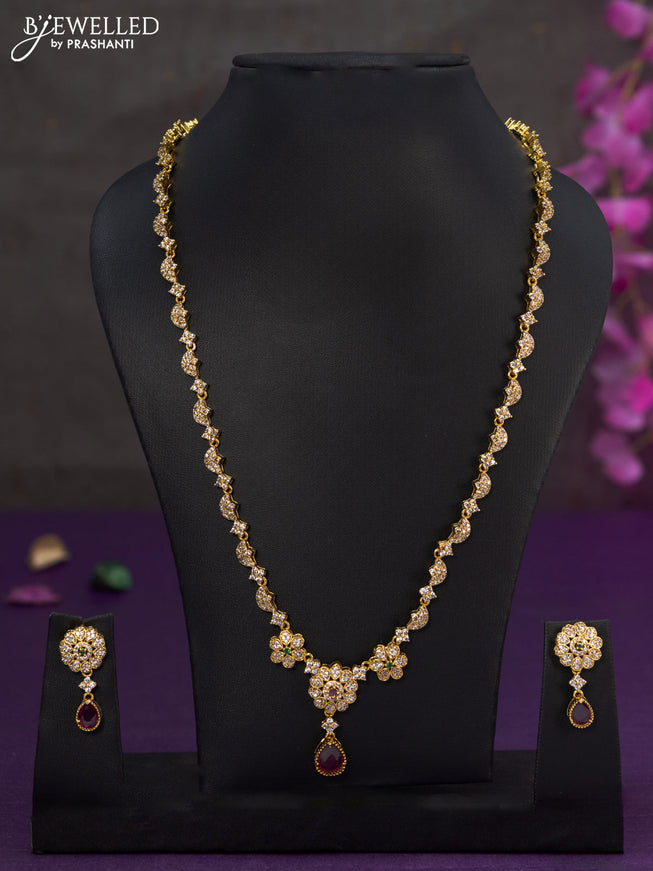 Antique haaram with kemp and cz stones