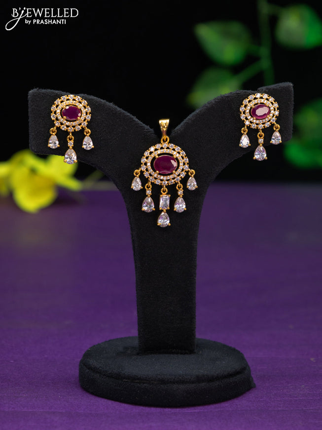 Antique pendant set with ruby & cz stones and hangings