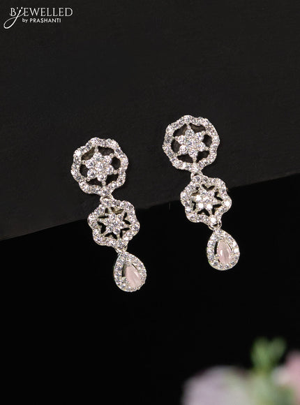 Zircon haaram with baby pink and cz stones