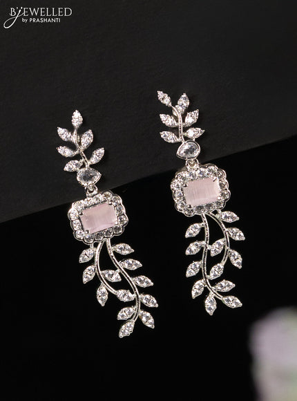 Zircon haaram with baby pink and cz stones