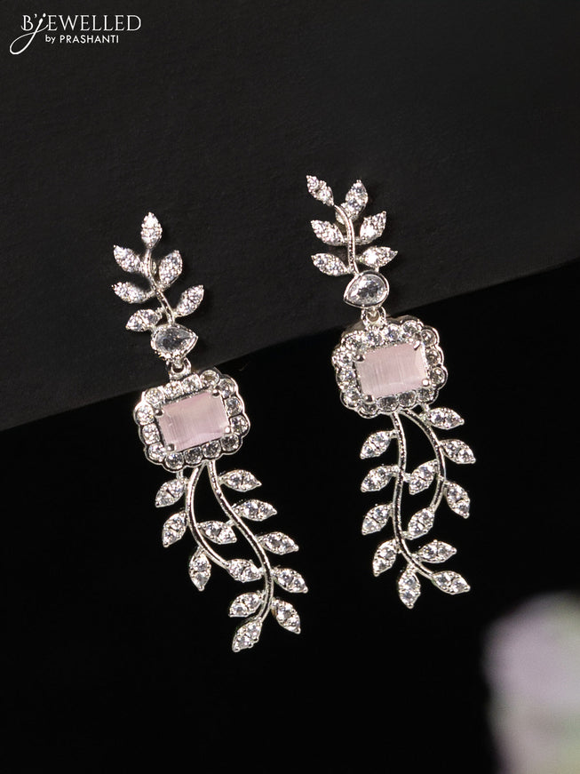 Zircon haaram with baby pink and cz stones