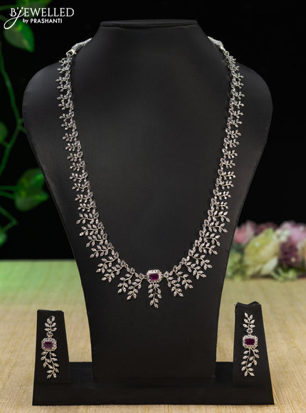 Zircon haaram with ruby and cz stones