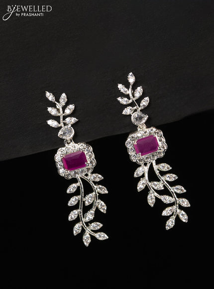 Zircon haaram with ruby and cz stones