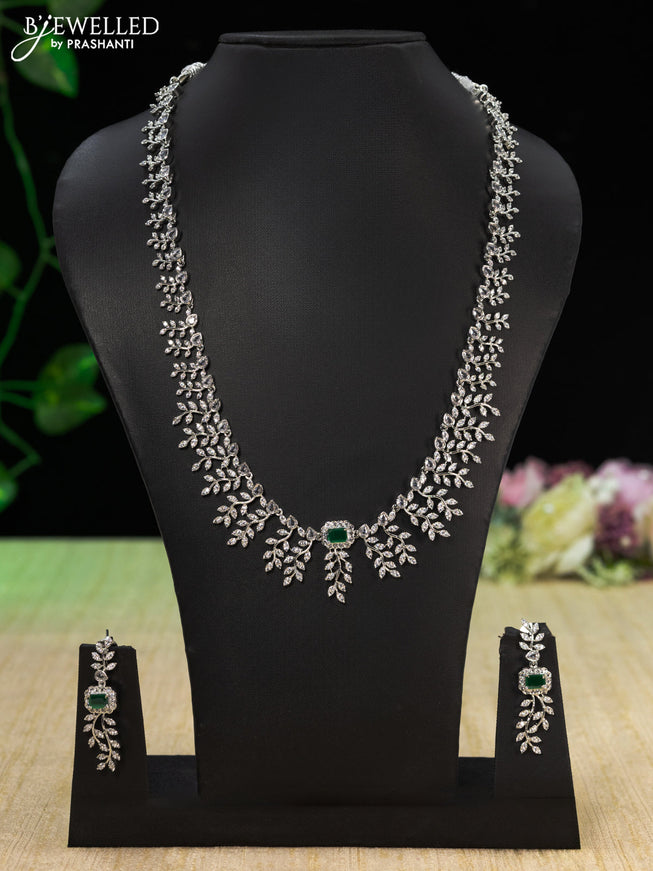 Zircon haaram with emerald and cz stones