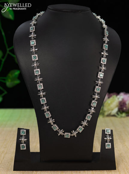 Zircon haaram with mint green and cz stones