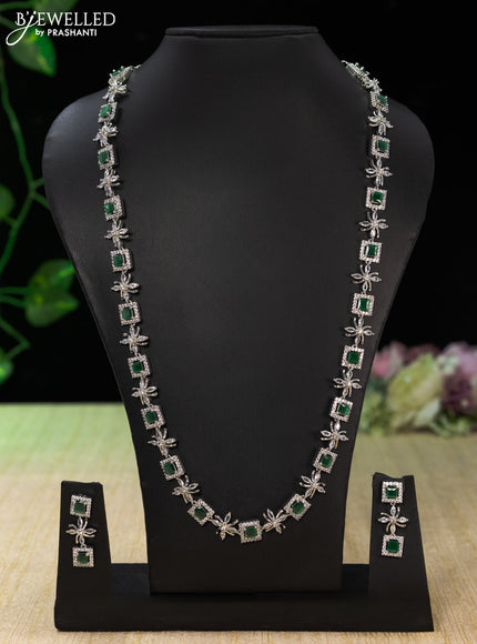 Zircon haaram with emerald and cz stones