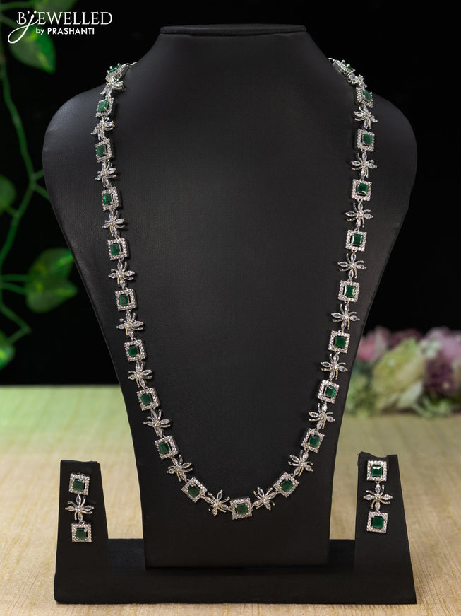 Zircon haaram with emerald and cz stones