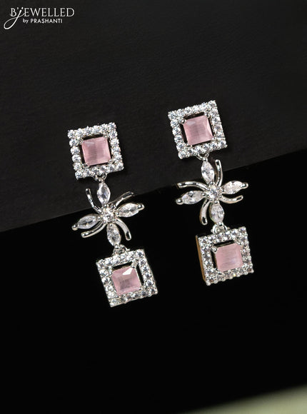 Zircon haaram with baby pink and cz stones