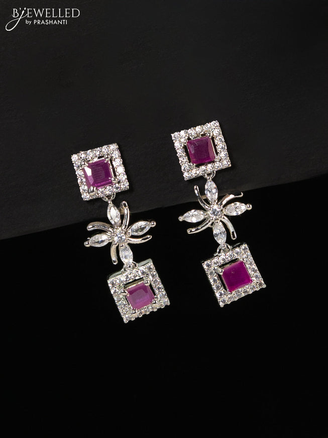 Zircon haaram with ruby and cz stones