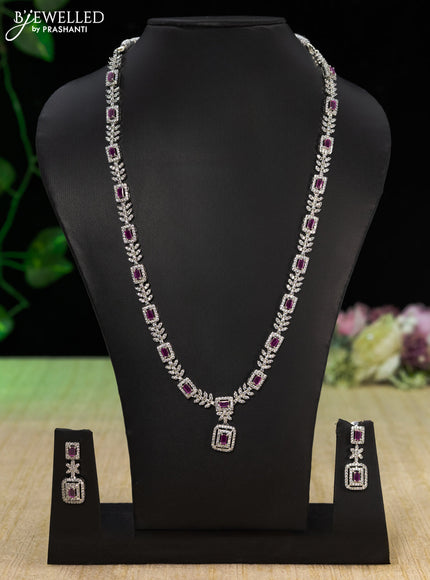 Zircon haaram with ruby and cz stones