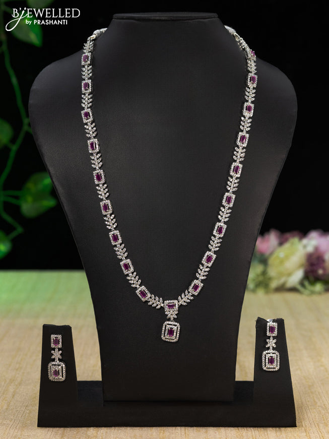 Zircon haaram with ruby and cz stones