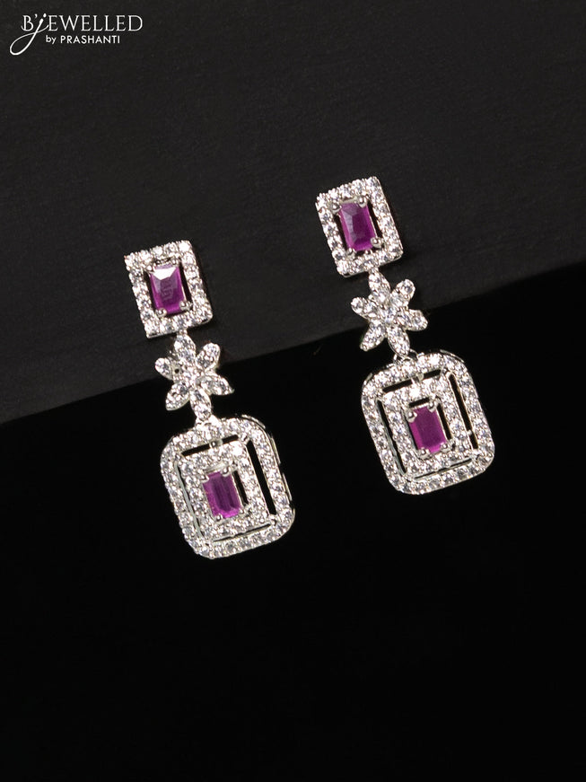 Zircon haaram with ruby and cz stones