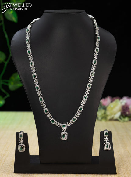 Zircon haaram with emerald and cz stones