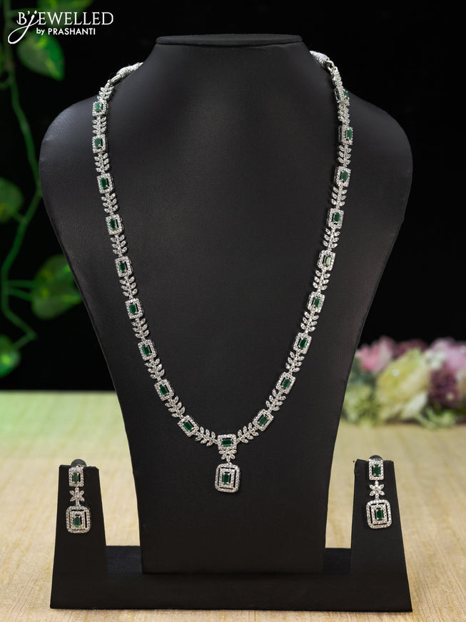 Zircon haaram with emerald and cz stones