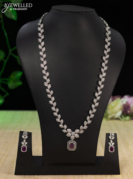 Zircon haaram with ruby and cz stones