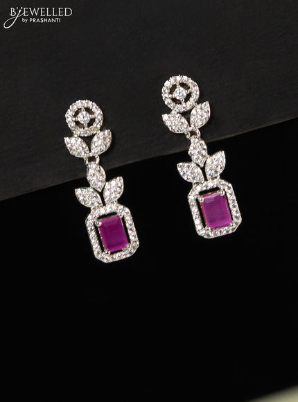 Zircon haaram with ruby and cz stones