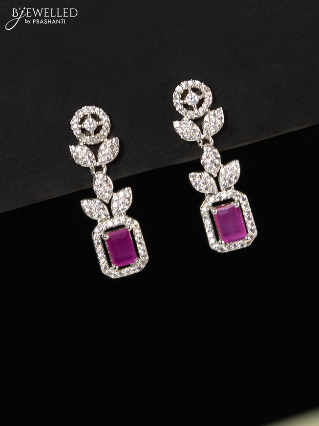 Zircon haaram with ruby and cz stones