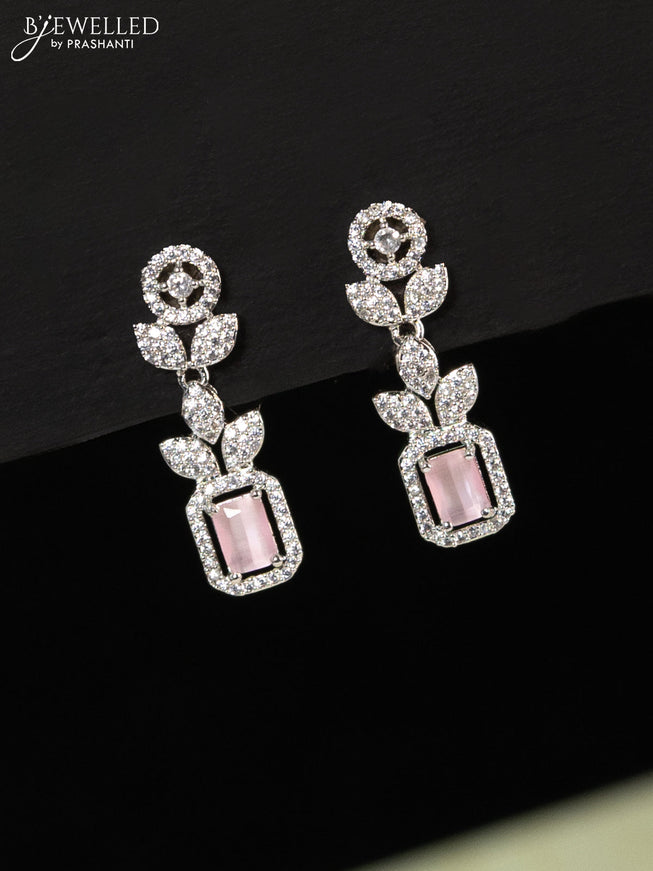 Zircon haaram with baby pink and cz stones