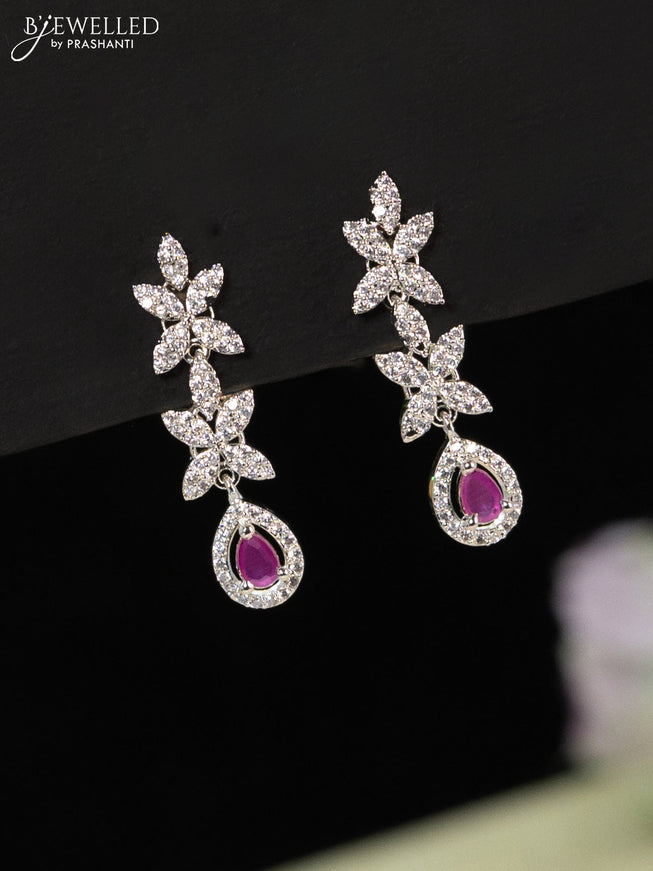 Zircon haaram with ruby and cz stones