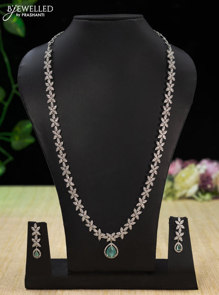 Zircon haaram with mint green and cz stones