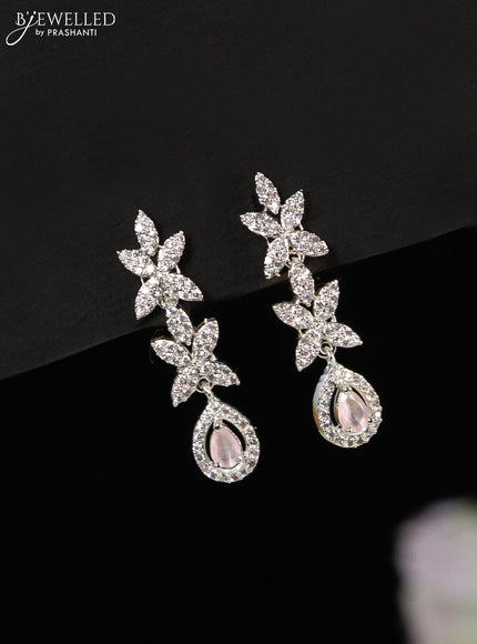 Zircon haaram with baby pink and cz stones