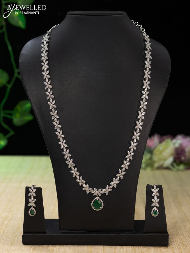 Zircon haaram with emerald and cz stones