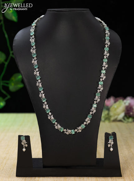 Zircon haaram with mint green and cz stones