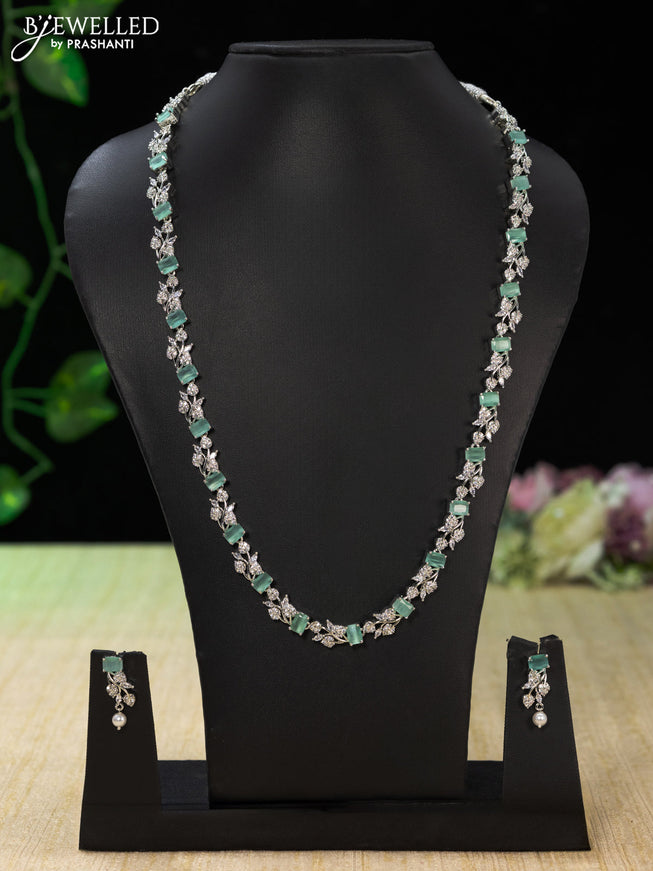 Zircon haaram with mint green and cz stones