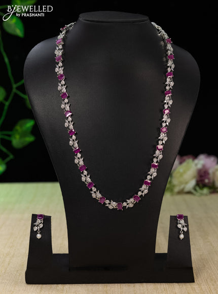 Zircon haaram with ruby and cz stones